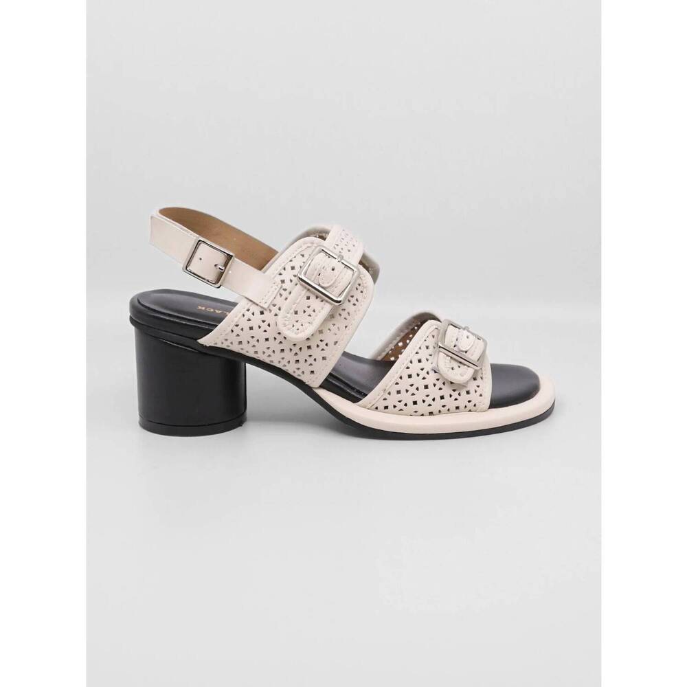 NEW ALL BLACK women's triple buckle lady sandals in white